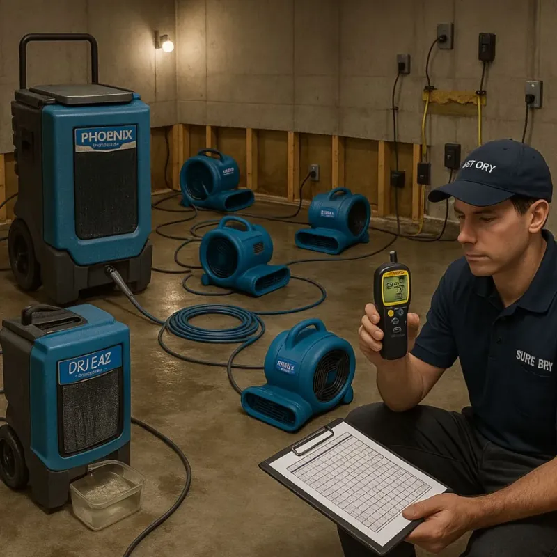 Structural Drying and Dehumidification process in Marlow, OK